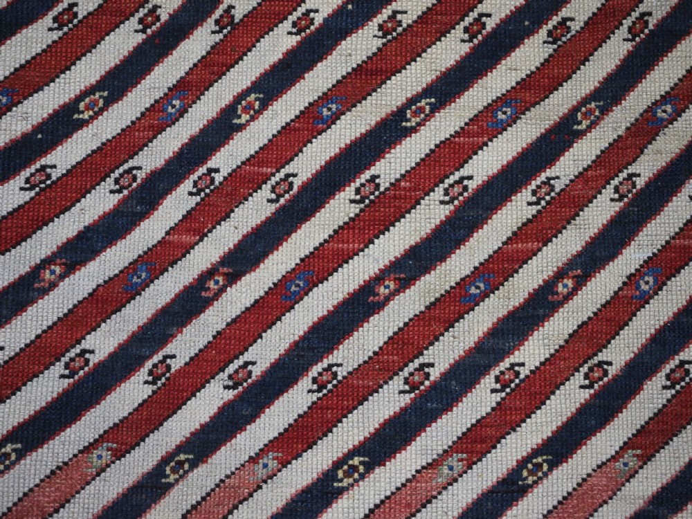 ANTIQUE CAUCASIAN SHIRVAN OR DAGESTAN PRAYER RUG OF SCARCE DIAGONAL STRIPE DESIGN, CIRCA 1850. View IX