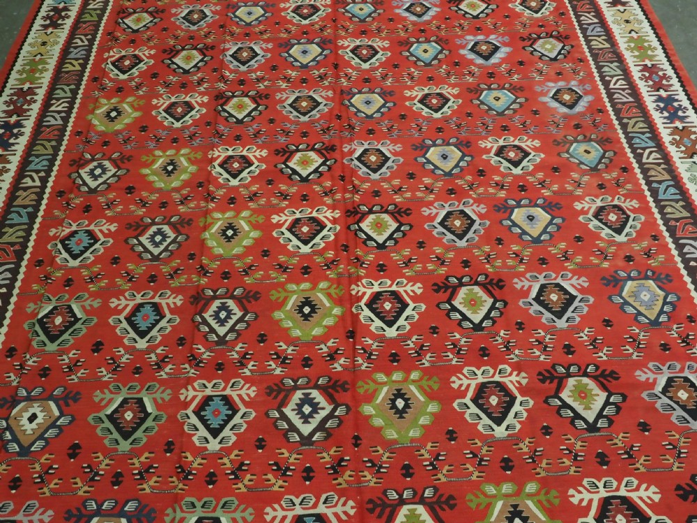 ANTIQUE PIROT / SARKOY KILIM OF REPEAT DESIGN, LARGE ROOM SIZE, CIRCA 1920. View IV