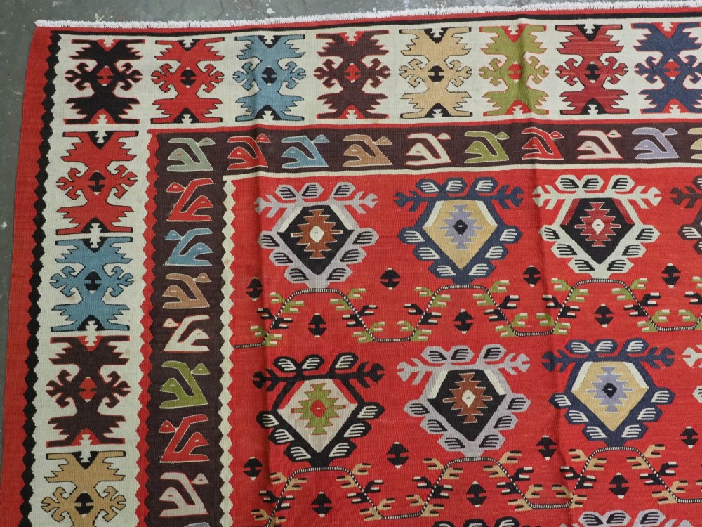 ANTIQUE PIROT / SARKOY KILIM OF REPEAT DESIGN, LARGE ROOM SIZE, CIRCA 1920. View V