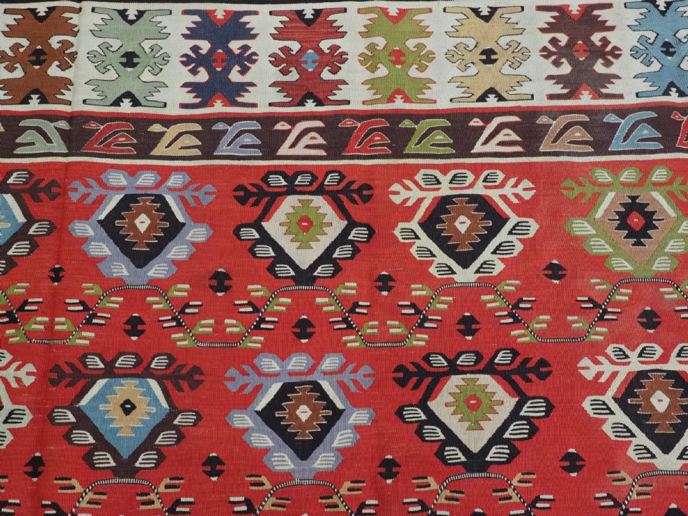 ANTIQUE PIROT / SARKOY KILIM OF REPEAT DESIGN, LARGE ROOM SIZE, CIRCA 1920. View VIII