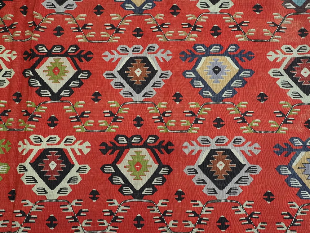 ANTIQUE PIROT / SARKOY KILIM OF REPEAT DESIGN, LARGE ROOM SIZE, CIRCA 1920. View IX