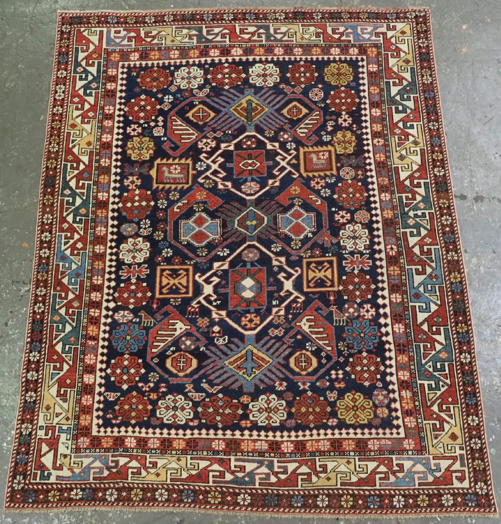 ANTIQUE CAUCASIAN KUBA SHIRVAN RUG, OUTSTANDING EXAMPLE OF 'BIRD TREE' DESIGN. CIRCA 1880.