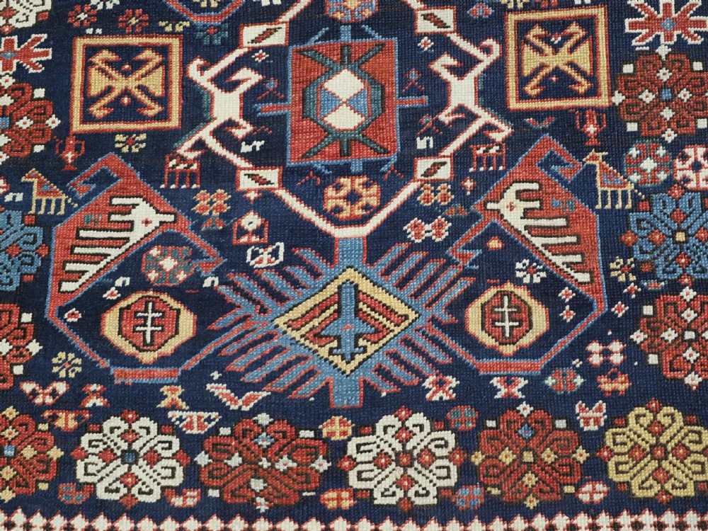 ANTIQUE CAUCASIAN KUBA SHIRVAN RUG, OUTSTANDING EXAMPLE OF 'BIRD TREE' DESIGN. CIRCA 1880. View IX