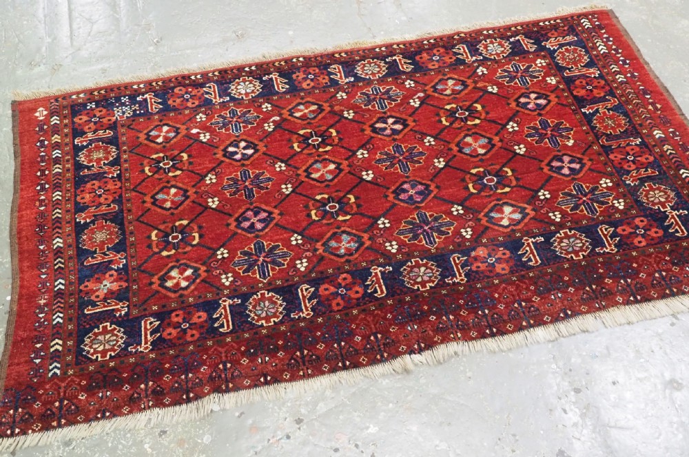 ANTIQUE BESHIR TURKMEN CHUVAL WITH MINA KHANI DESIGN, SILK HIGHLIGHTS, CIRCA 1890. View II