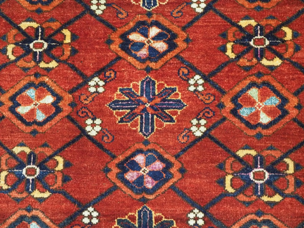 ANTIQUE BESHIR TURKMEN CHUVAL WITH MINA KHANI DESIGN, SILK HIGHLIGHTS, CIRCA 1890. View VI
