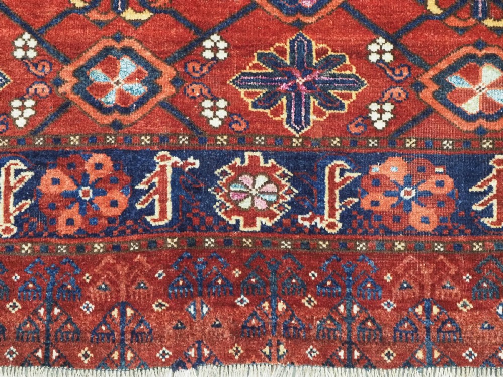 ANTIQUE BESHIR TURKMEN CHUVAL WITH MINA KHANI DESIGN, SILK HIGHLIGHTS, CIRCA 1890. View VII