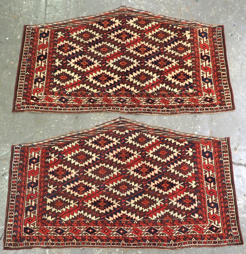 A PAIR OF ANTIQUE YOMUT TURKMEN ASMALYK, TRIBAL DOWRY WEAVINGS, 2ND HALF 19TH CENT.