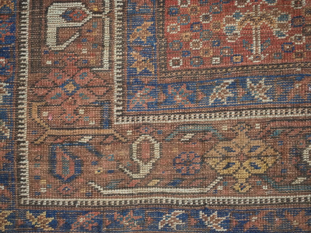 ANTIQUE SHIRAZ KHAMSEH TRIBAL RUG, OUTSTANDING CONDITION, CIRCA 1920. View XII