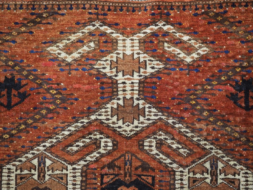ANTIQUE AFGHAN TURKMEN PRAYER RUG WITH RAMS HORN DESIGN, CIRCA 1900. View VI