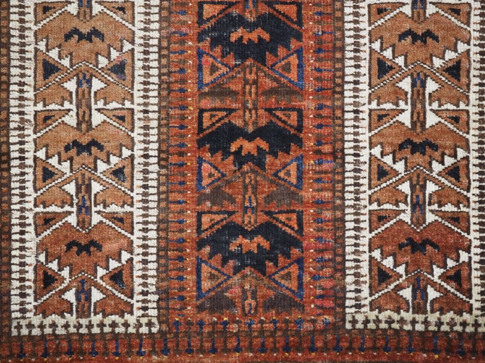 ANTIQUE AFGHAN TURKMEN PRAYER RUG WITH RAMS HORN DESIGN, CIRCA 1900. View IX