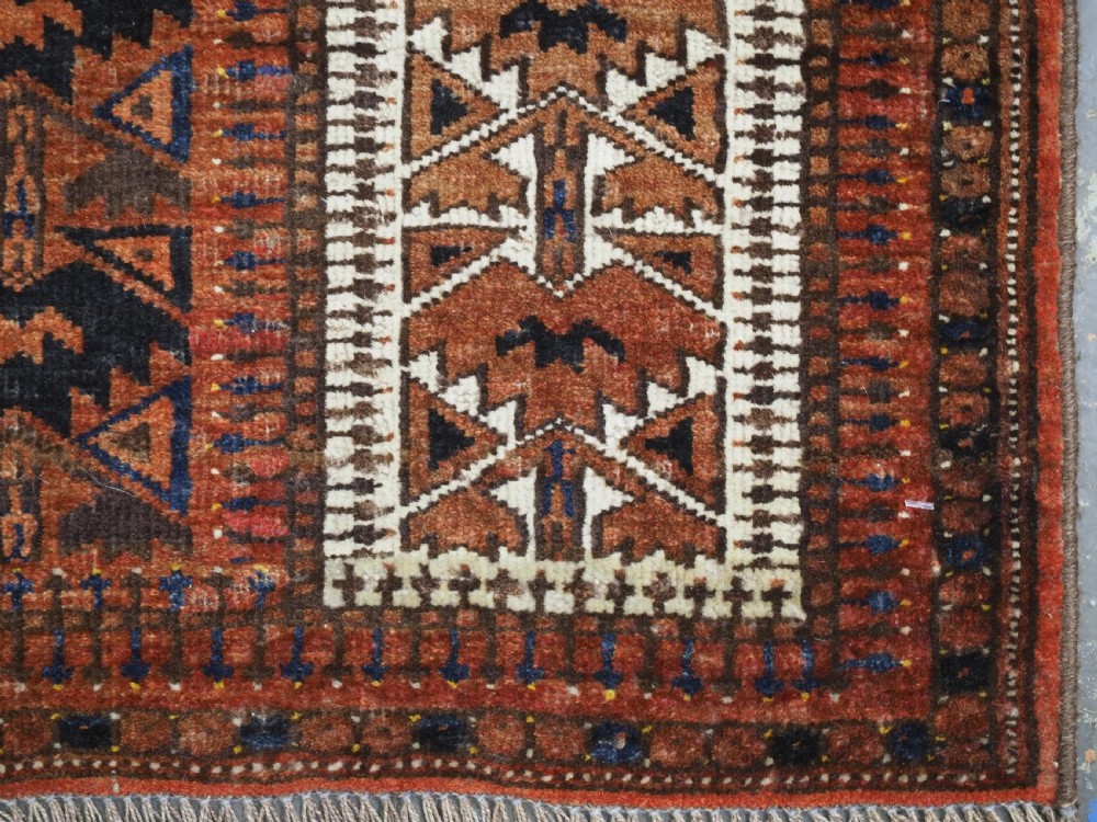 ANTIQUE AFGHAN TURKMEN PRAYER RUG WITH RAMS HORN DESIGN, CIRCA 1900. View X