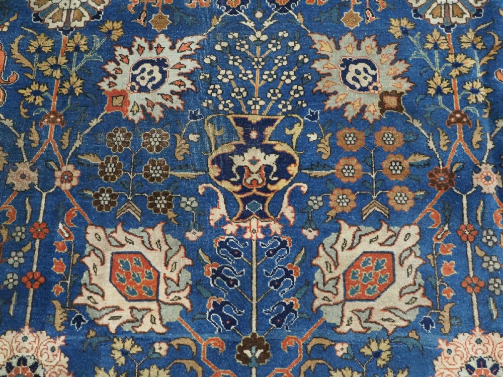ANTIQUE 'BENLIAN' TABRIZ CARPET WITH 'VASE' DESIGN, OUTSTANDING COLOUR, CIRCA 1900/20. View XI
