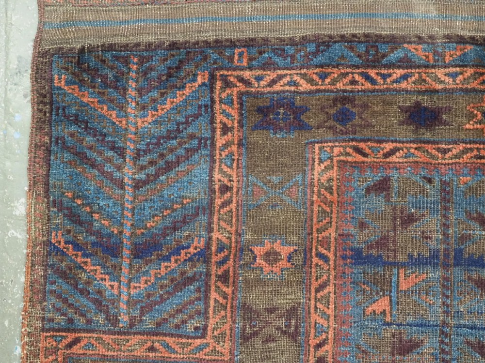 ANTIQUE BALUCH OR TIMURI BLUE GROUND PRAYER RUG, CIRCA 1880. View VI