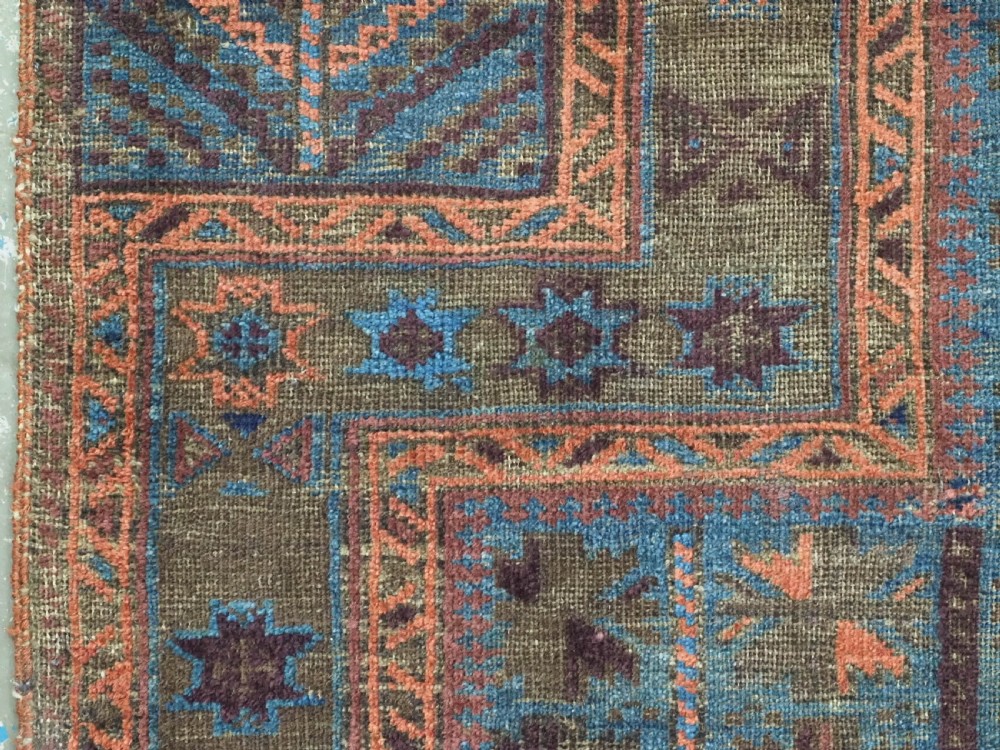 ANTIQUE BALUCH OR TIMURI BLUE GROUND PRAYER RUG, CIRCA 1880. View XI