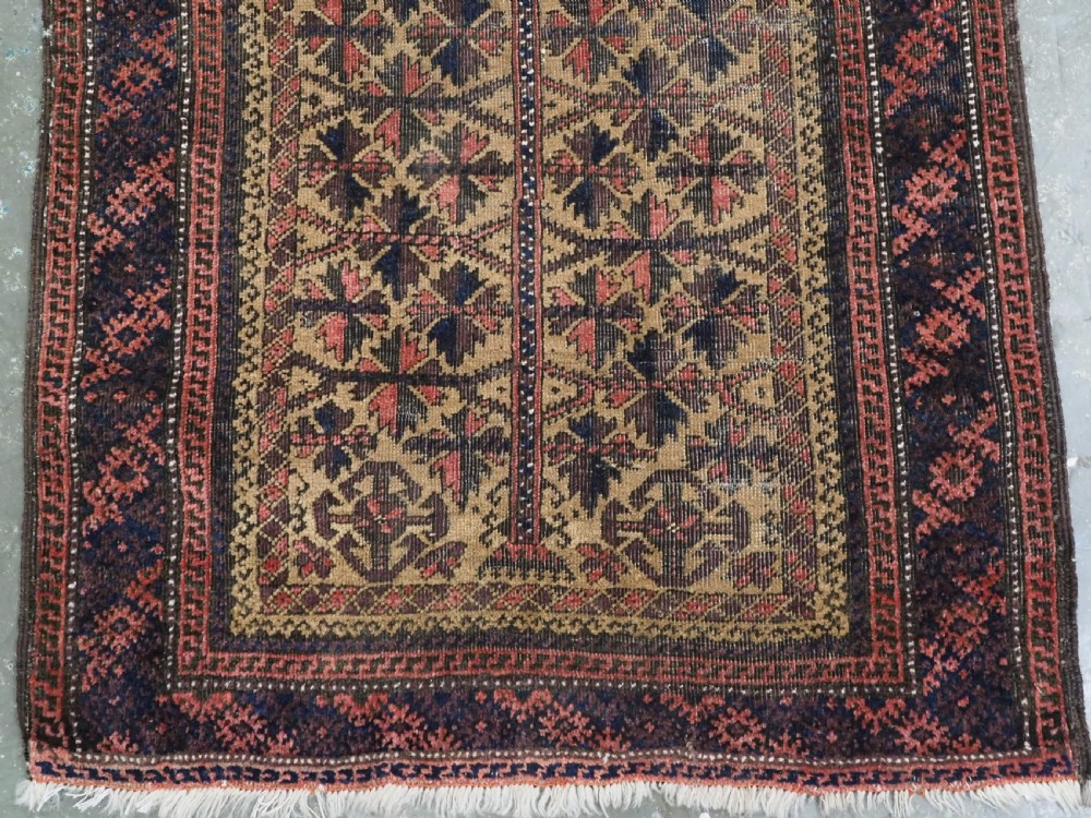 ANTIQUE BALUCH (TIMURI) PRAYER RUG, CAMEL GROUND WITH TREE OF LIFE, CIRCA 1900. View V