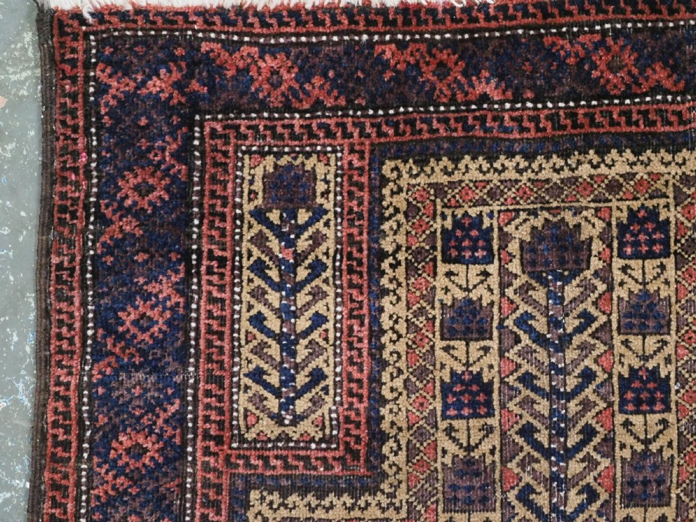 ANTIQUE BALUCH (TIMURI) PRAYER RUG, CAMEL GROUND WITH TREE OF LIFE, CIRCA 1900. View VI