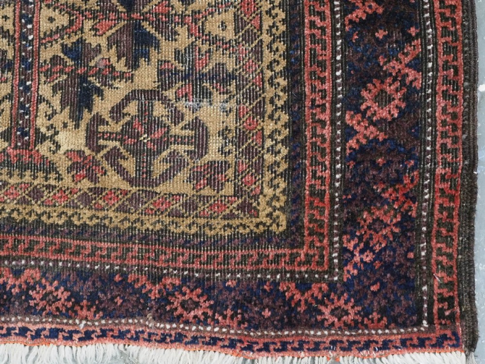 ANTIQUE BALUCH (TIMURI) PRAYER RUG, CAMEL GROUND WITH TREE OF LIFE, CIRCA 1900. View XI