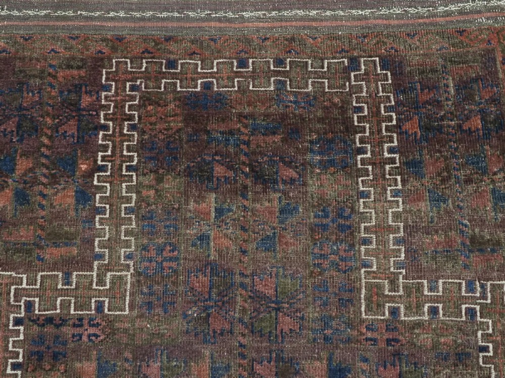 ANTIQUE BALUCH PRAYER RUG, WESTERN AFGHANISTAN, REPEAT LEAF DESIGN, CIRCA 1900. View VI
