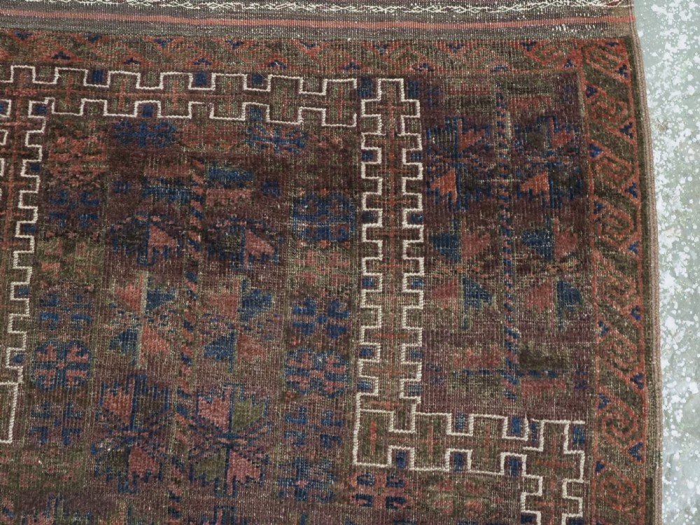 ANTIQUE BALUCH PRAYER RUG, WESTERN AFGHANISTAN, REPEAT LEAF DESIGN, CIRCA 1900. View VII