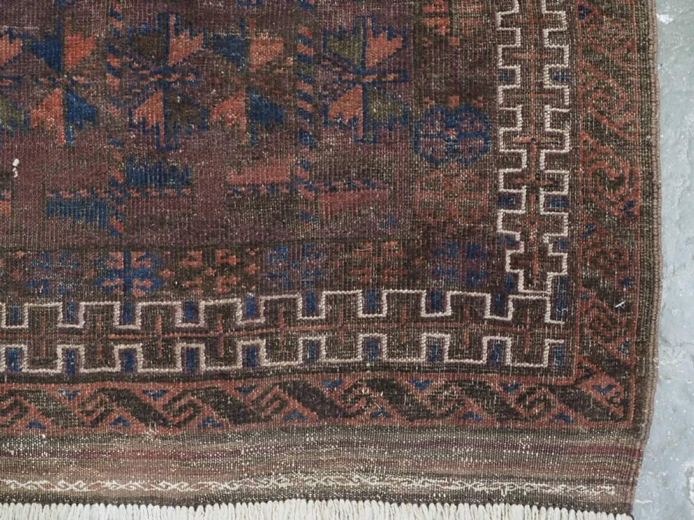 ANTIQUE BALUCH PRAYER RUG, WESTERN AFGHANISTAN, REPEAT LEAF DESIGN, CIRCA 1900. View X