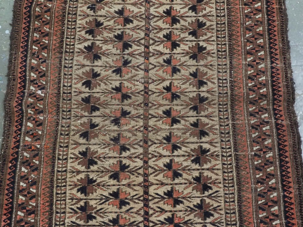 ANTIQUE BALUCH CAMEL GROUND PRAYER RUG WITH TREE OF LIFE. CIRCA 1880. View IV