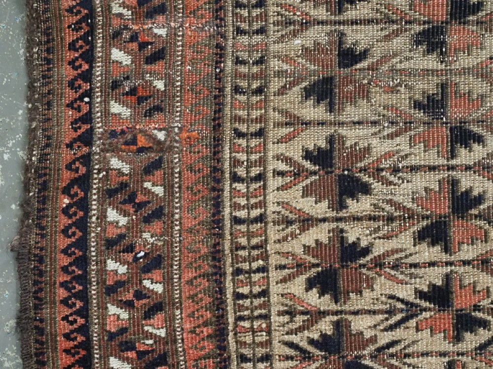 ANTIQUE BALUCH CAMEL GROUND PRAYER RUG WITH TREE OF LIFE. CIRCA 1880. View VII