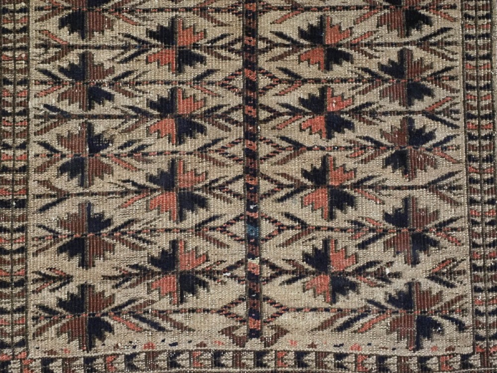 ANTIQUE BALUCH CAMEL GROUND PRAYER RUG WITH TREE OF LIFE. CIRCA 1880. View XI