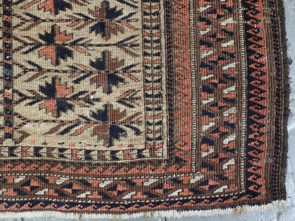 ANTIQUE BALUCH CAMEL GROUND PRAYER RUG WITH TREE OF LIFE. CIRCA 1880. View XII