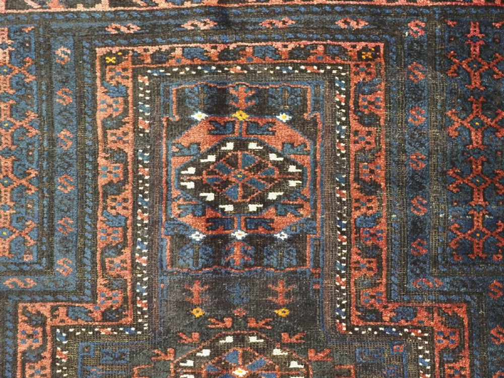ANTIQUE PRAYER RUG BY THE TIMURI OF WESTERN AFGHANISTAN, BLUE GROUND, CIRCA 1880. View VIII