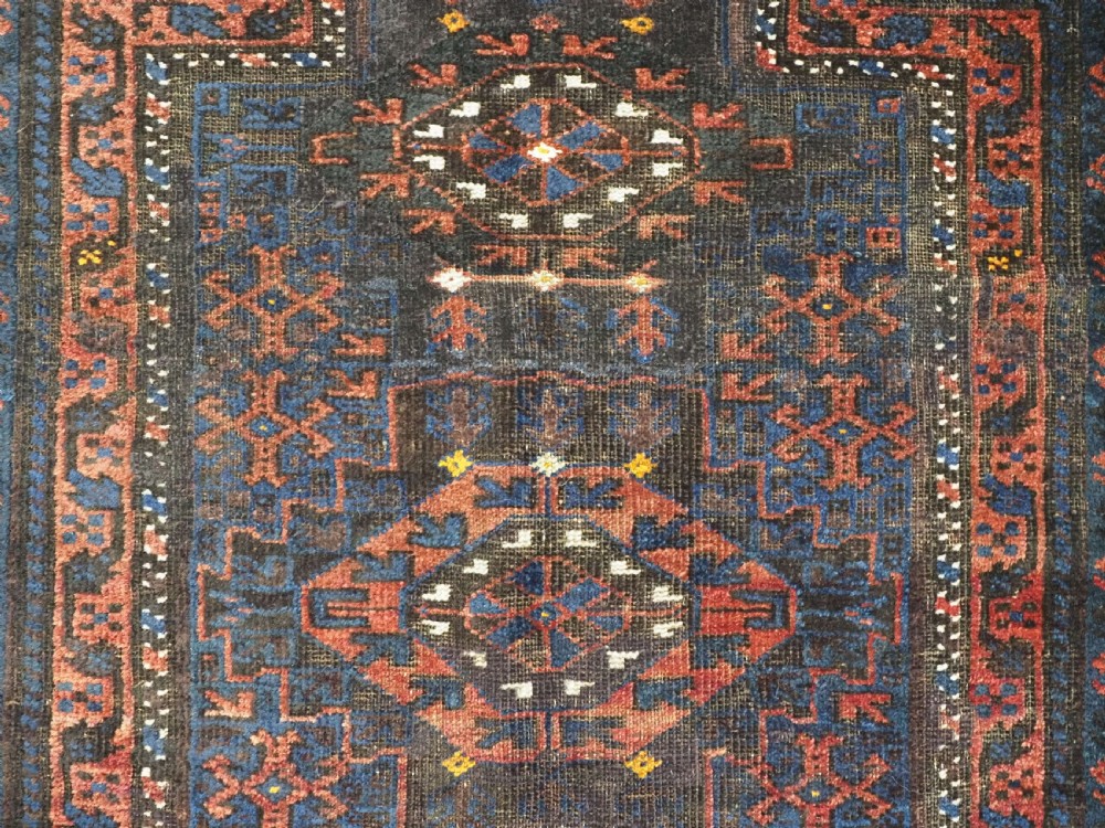 ANTIQUE PRAYER RUG BY THE TIMURI OF WESTERN AFGHANISTAN, BLUE GROUND, CIRCA 1880. View IX