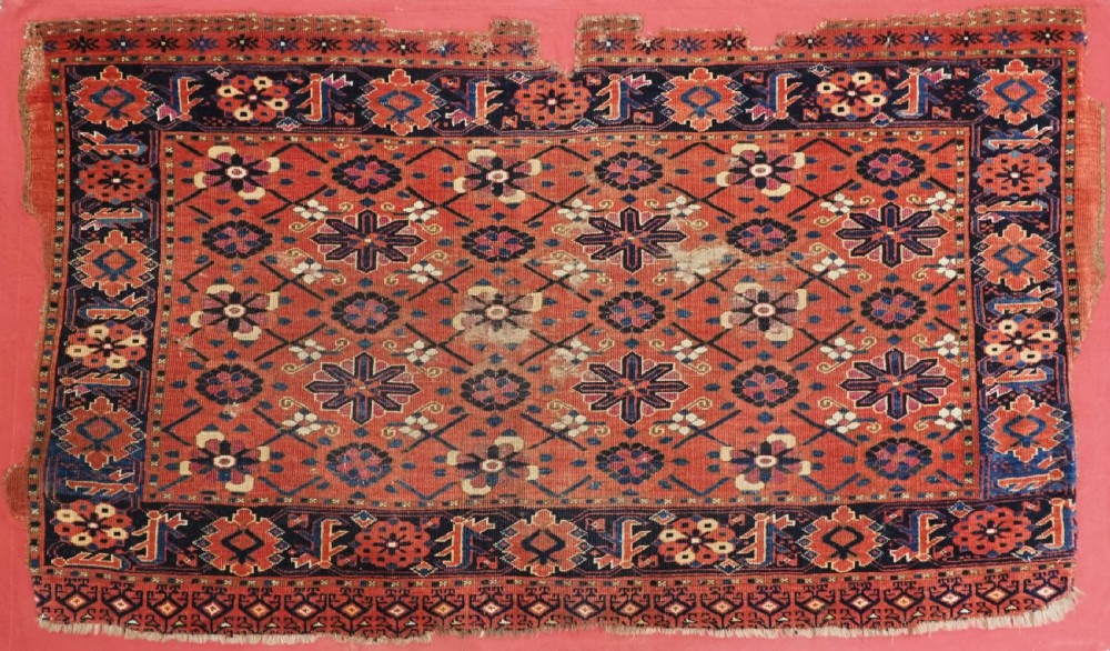 ANTIQUE BESHIR TURKMEN CHUVAL WITH MINA KHANI DESIGN, MID 19TH CENTURY.