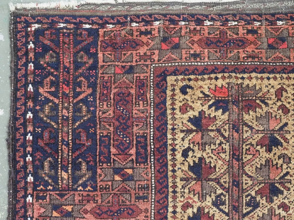 ANTIQUE TIMURI / BALUCH PRAYER RUG, CAMEL GROUND WITH TREE OF LIFE, CIRCA 1880. View VI