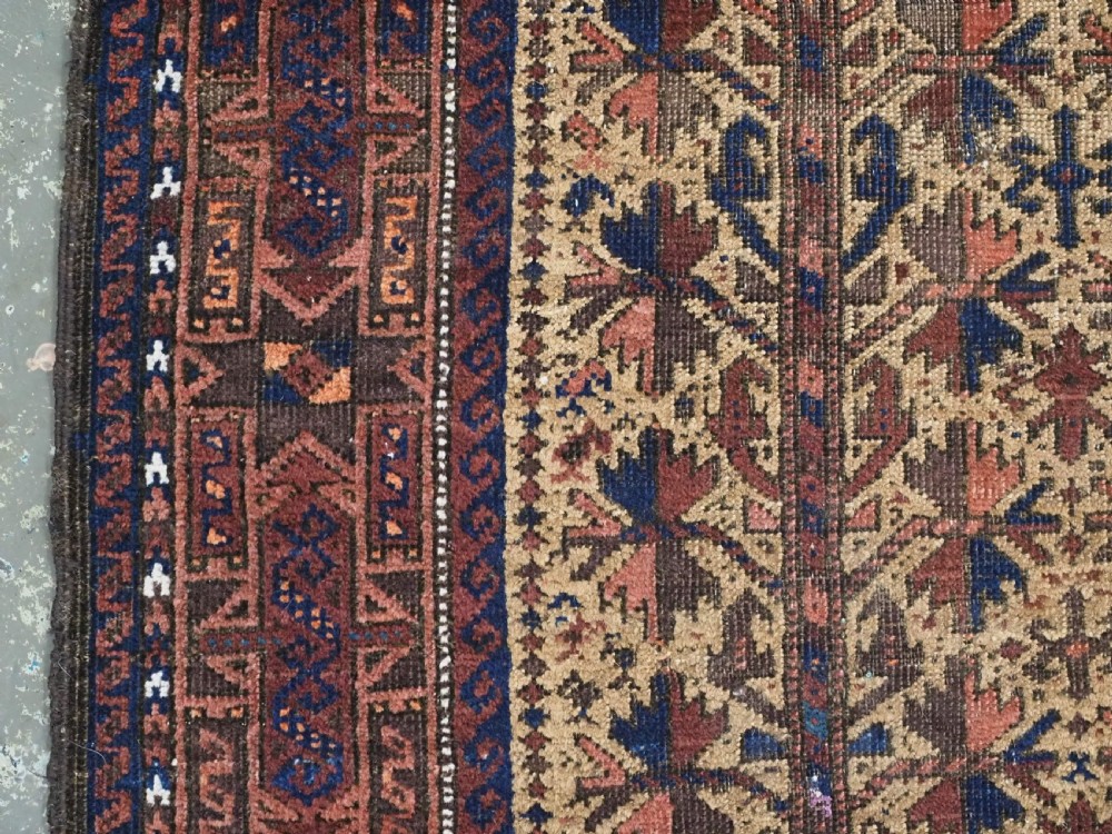 ANTIQUE TIMURI / BALUCH PRAYER RUG, CAMEL GROUND WITH TREE OF LIFE, CIRCA 1880. View VII