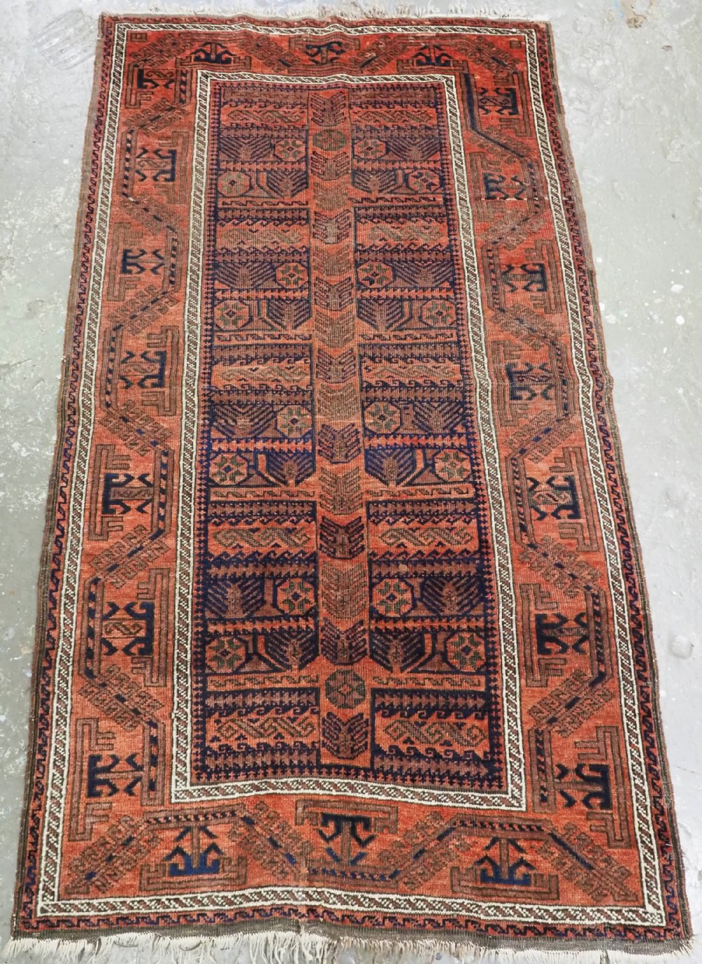 ANTIQUE KHORASAN BALUCH, TOTEMIC TREE DESIGN, CIRCA 1890.