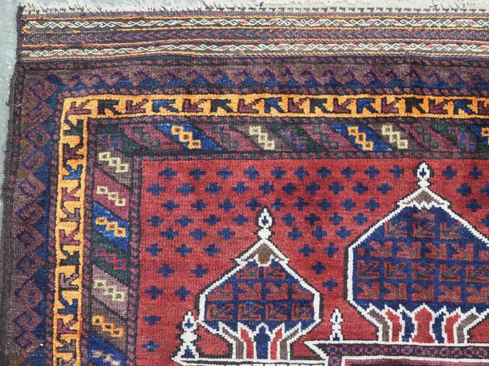 ANTIQUE TAIMANI BALUCH 'SEH MIHRAB' PRAYER RUG, OUTSTANDING EXAMPLE, CIRCA 1900. View V