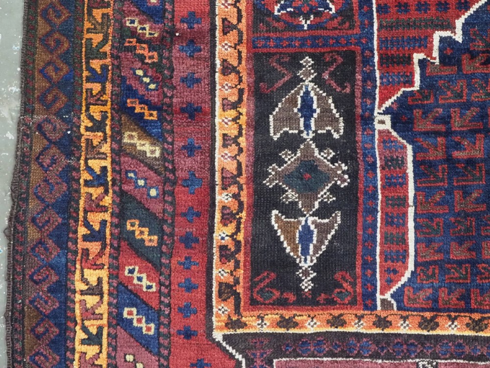 ANTIQUE TAIMANI BALUCH 'SEH MIHRAB' PRAYER RUG, OUTSTANDING EXAMPLE, CIRCA 1900. View VII