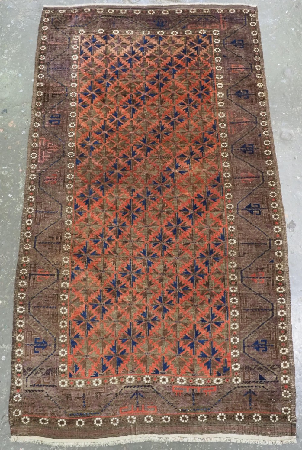 ANTIQUE TIMURI / BALUCH RUG, WESTERN AFGHANISTAN, WILLOW LEAF DESIGN, CIRCA 1880.