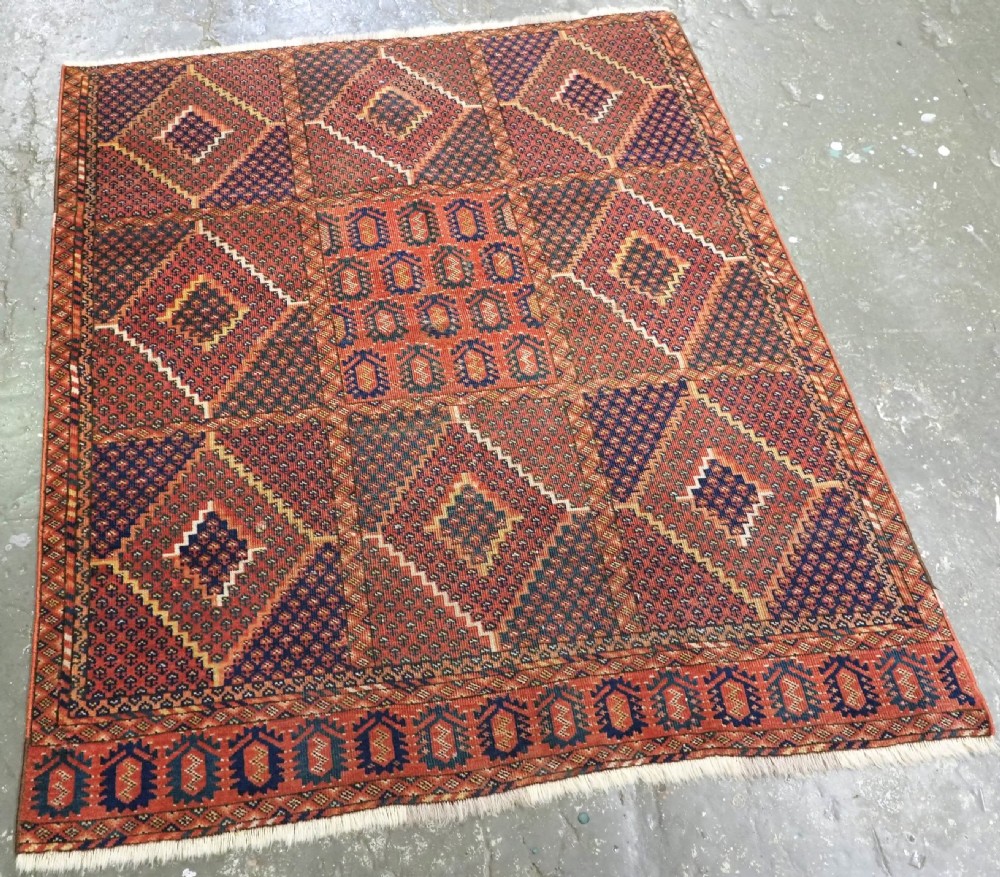 ANTIQUE ERSARI BESHIR TURKMEN RUG OF SMALL SIZE, SCARCE DESIGN, CIRCA 1870. View II