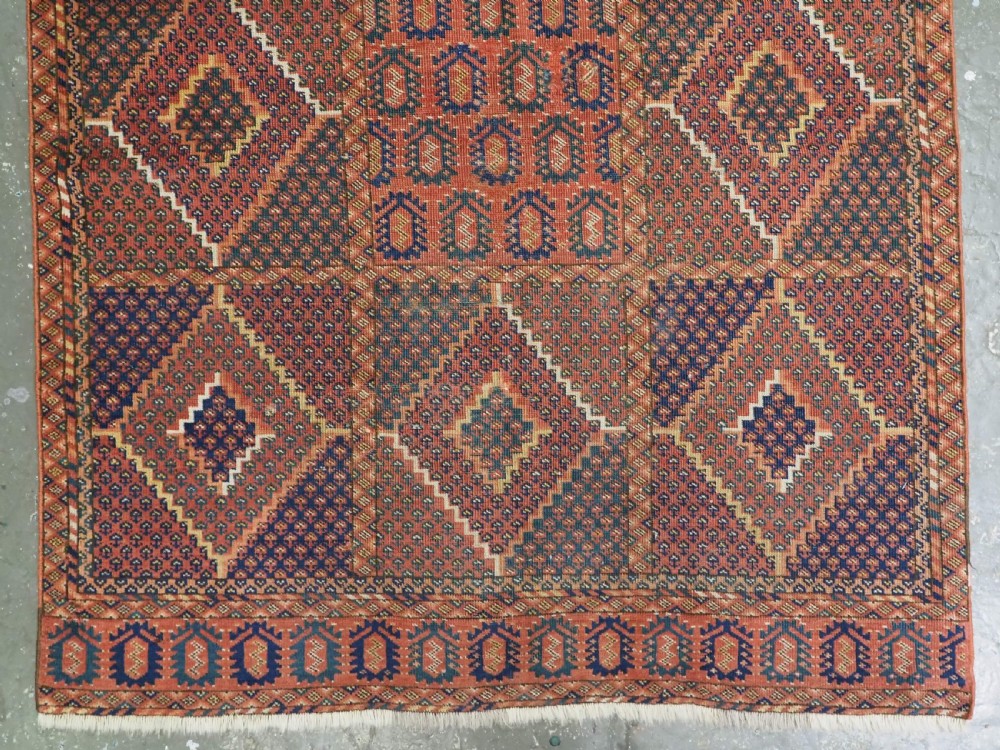 ANTIQUE ERSARI BESHIR TURKMEN RUG OF SMALL SIZE, SCARCE DESIGN, CIRCA 1870. View IV