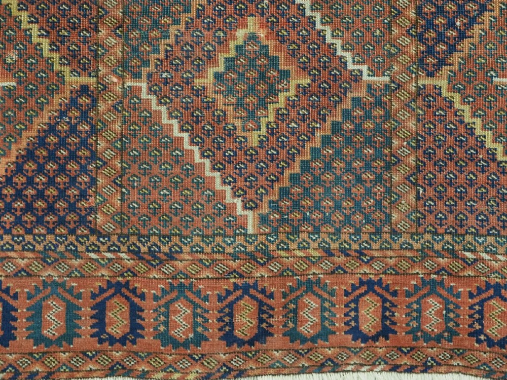 ANTIQUE ERSARI BESHIR TURKMEN RUG OF SMALL SIZE, SCARCE DESIGN, CIRCA 1870. View VIII