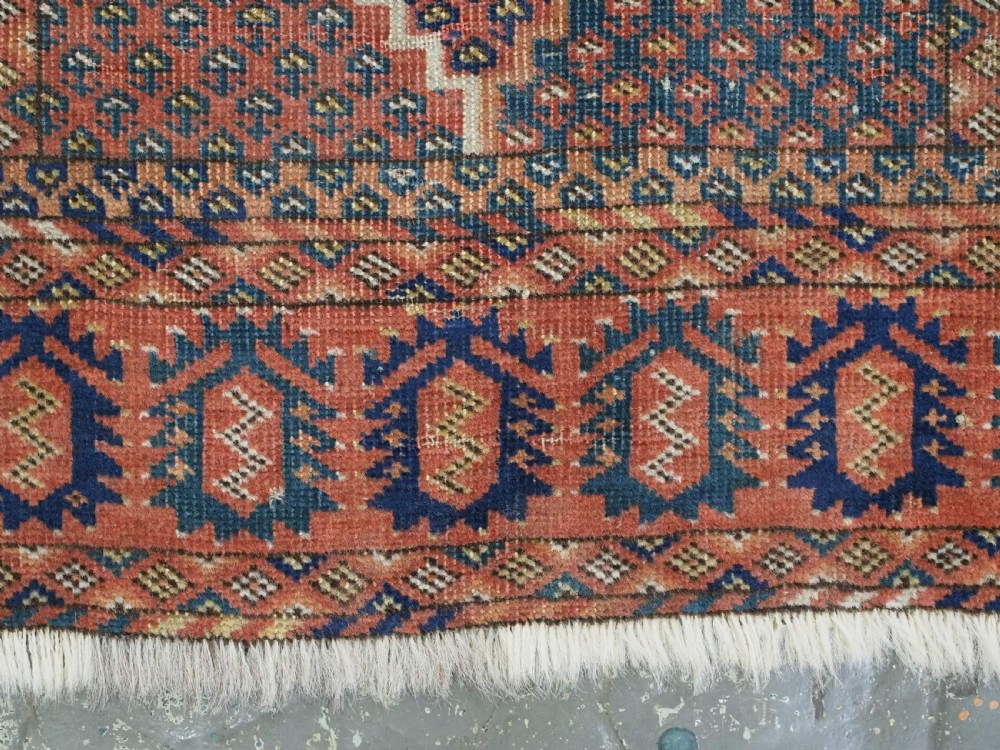 ANTIQUE ERSARI BESHIR TURKMEN RUG OF SMALL SIZE, SCARCE DESIGN, CIRCA 1870. View IX