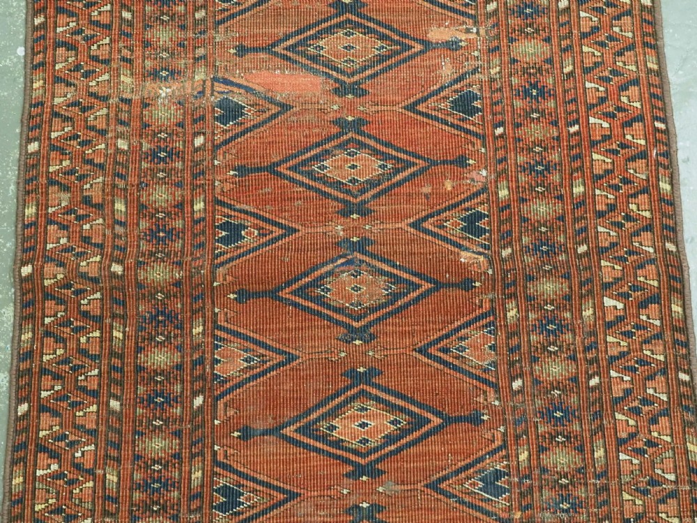 ANTIQUE ERSARI TURKMEN RUG OF RARE FORM, GREAT STUDY ITEM, CIRCA 1850 OR EARLIER. View III