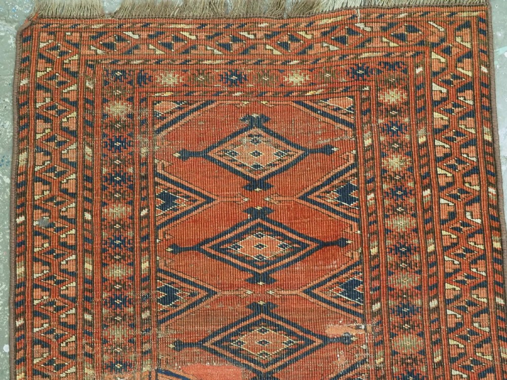 ANTIQUE ERSARI TURKMEN RUG OF RARE FORM, GREAT STUDY ITEM, CIRCA 1850 OR EARLIER. View IV