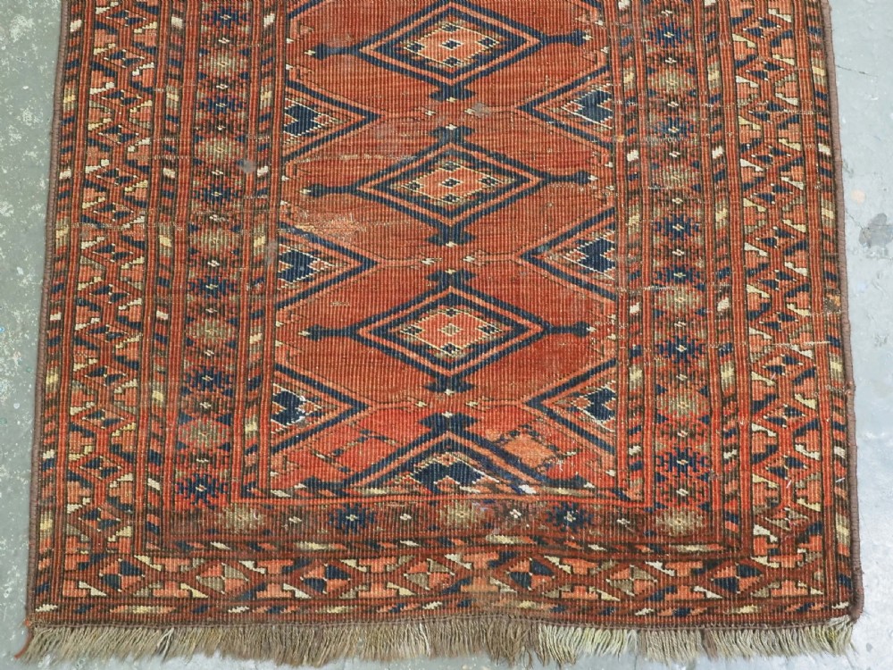 ANTIQUE ERSARI TURKMEN RUG OF RARE FORM, GREAT STUDY ITEM, CIRCA 1850 OR EARLIER. View V