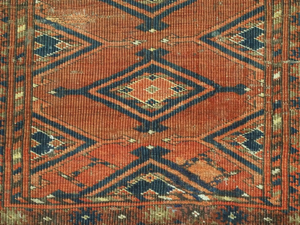 ANTIQUE ERSARI TURKMEN RUG OF RARE FORM, GREAT STUDY ITEM, CIRCA 1850 OR EARLIER. View X