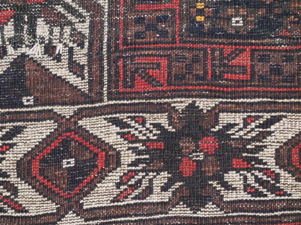 ANTIQUE ARAB BALUCH RUG, FERDOWS REGION, SPECTACULAR BORDER, CIRCA 1900. View XII