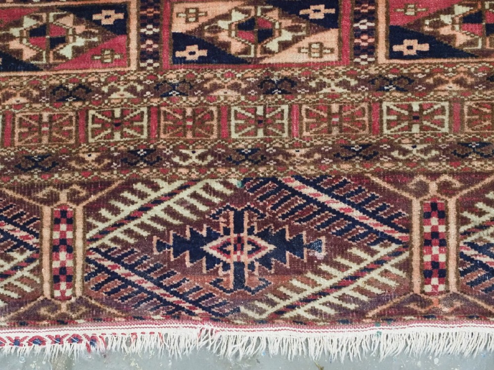 ANTIQUE TEKKE TURKMEN DOWRY RUG WITH AINA GUL DESIGN, CIRCA 1880 or earlier. View VIII
