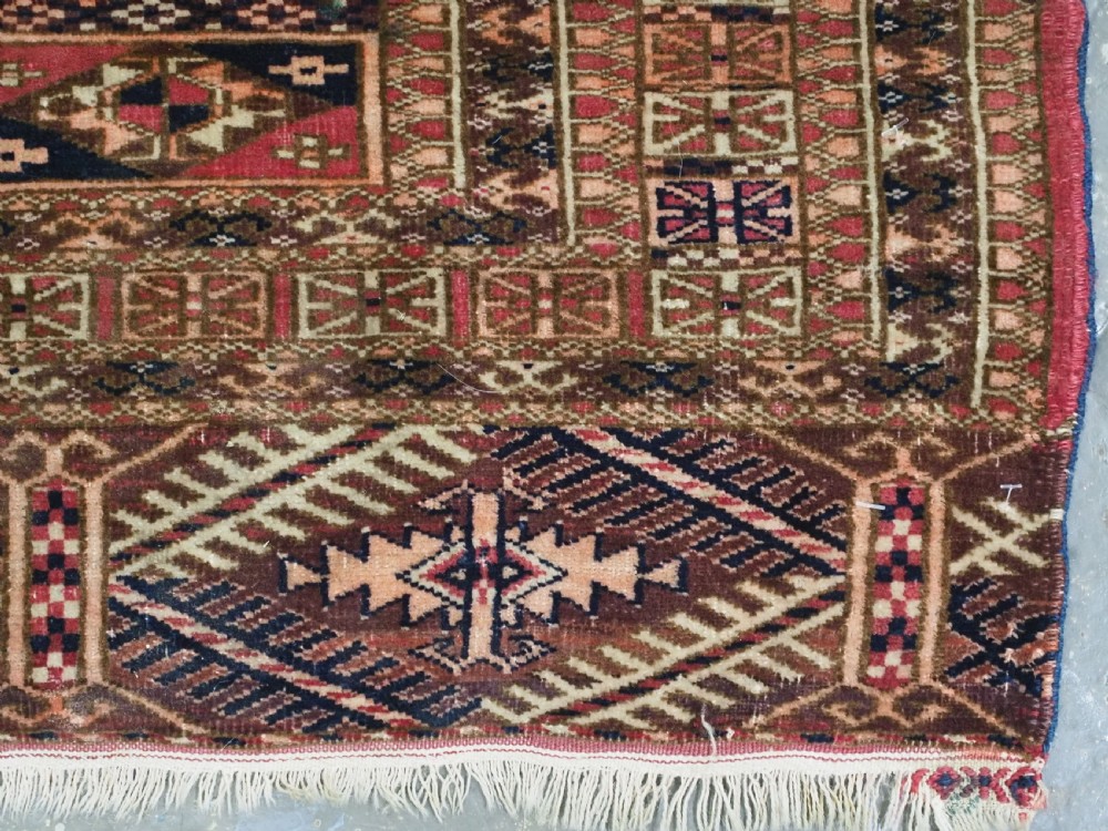 ANTIQUE TEKKE TURKMEN DOWRY RUG WITH AINA GUL DESIGN, CIRCA 1880 or earlier. View IX