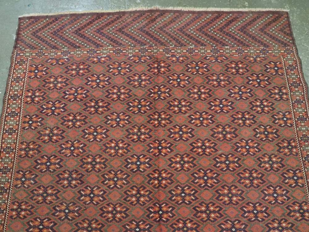 ANTIQUE YOMUT TURKMEN PALAS SOUMAK KILIM, GOOD CONDITION, LONG KILIM ENDS WITH CHEVRON DESIGN, CIRCA 1900/20. View III