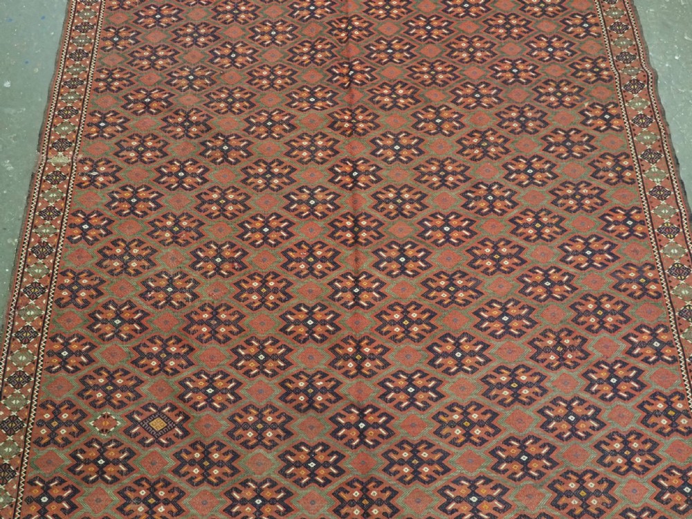 ANTIQUE YOMUT TURKMEN PALAS SOUMAK KILIM, GOOD CONDITION, LONG KILIM ENDS WITH CHEVRON DESIGN, CIRCA 1900/20. View IV